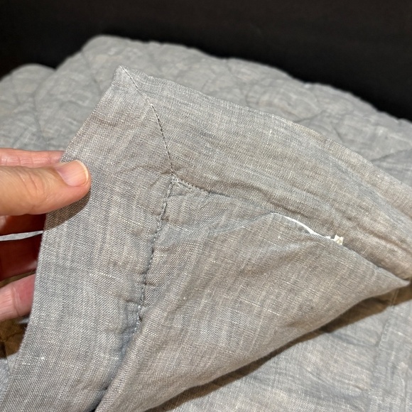 Pottery Barn Flax Linen Diamond Quilted Euro Shams Set 26 X26 Heathered Charcoal - Picture 9 of 14